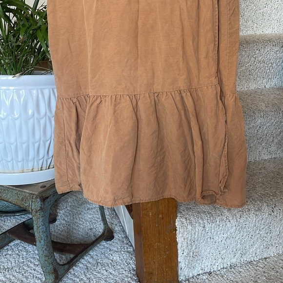Forever 21 Neutral Tan Flax Linen True Wrap Midi Skirt - Picture 3 of 10